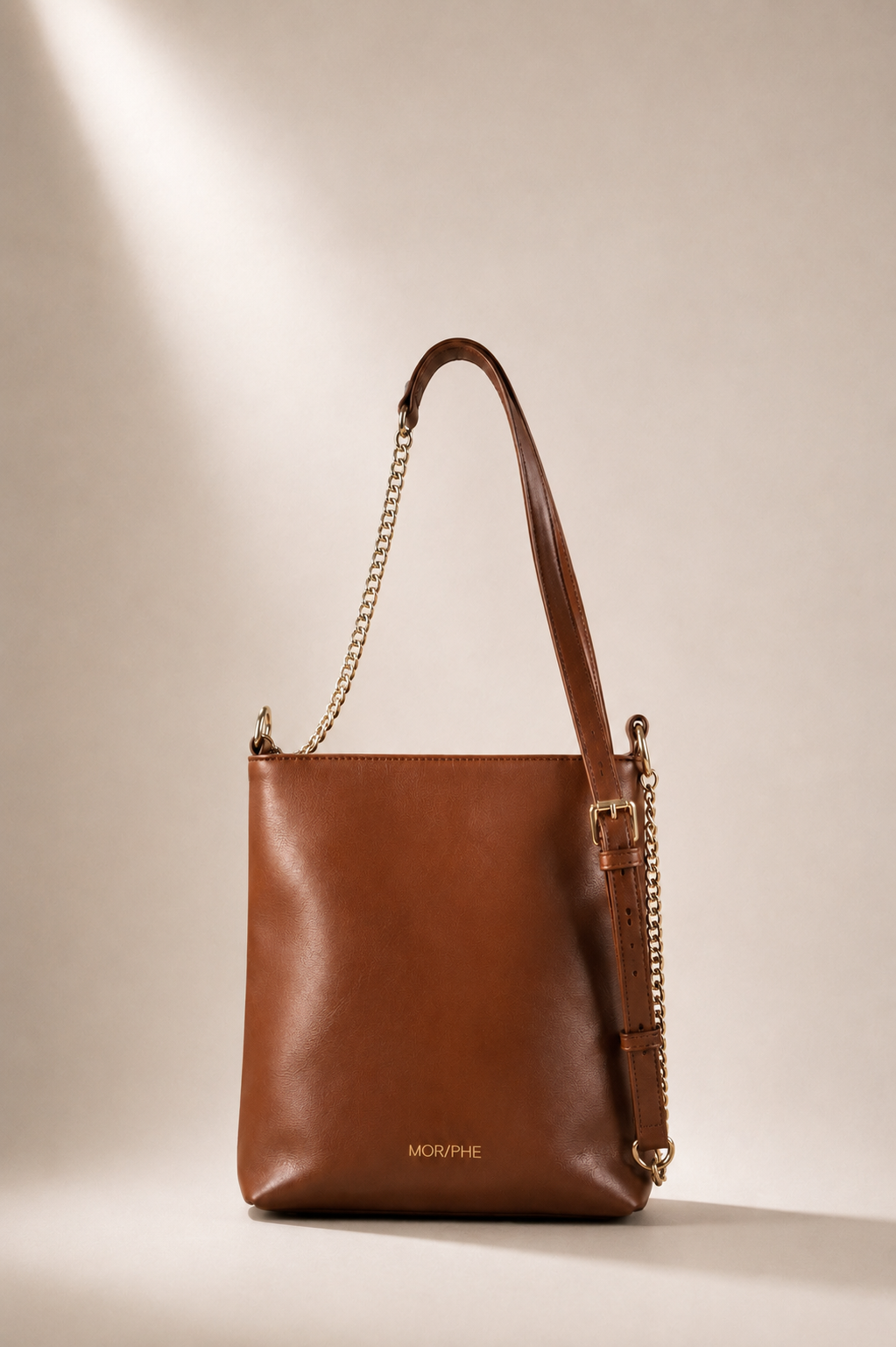 CLYTIE borsa tracolla MOR/PHE color cognac con dettagli in oro