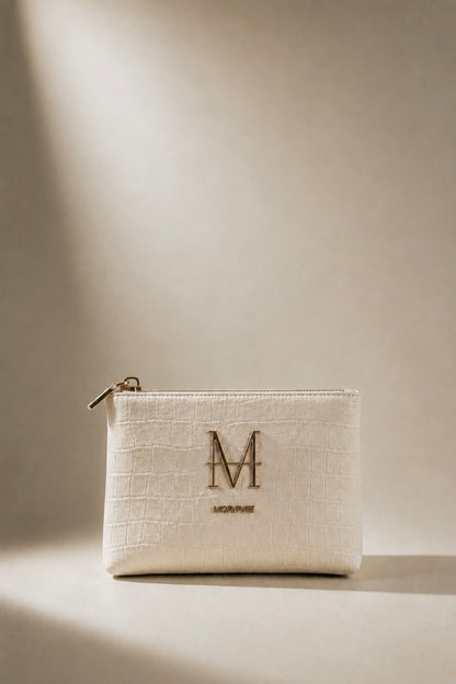 NEPHELE pochette MOR/PHE in similpelle color panna con dettagli in oro